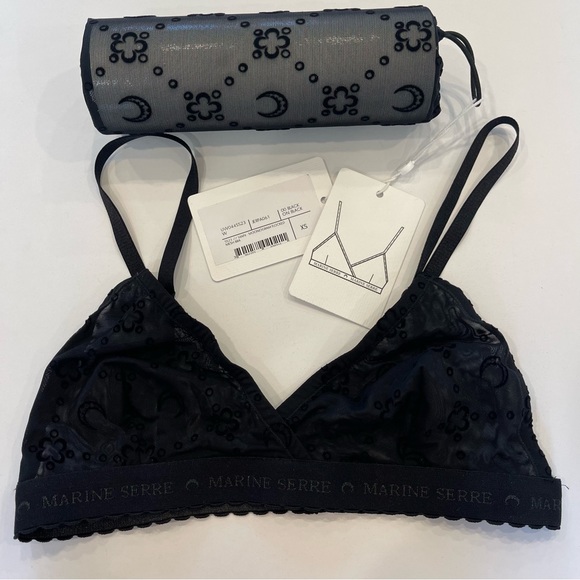 NWT Marine Serre Bralette SS23 Black Logos Size XS - Picture 6 of 12